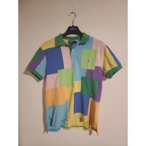 Vintage Polo by Ralph Lauren Patchwork Polo Shirt Size Large Pastel